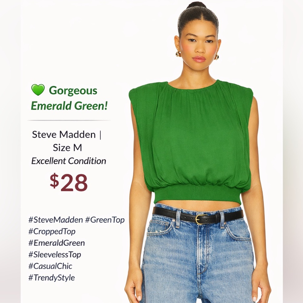 Steve Madden Green Cropped Sleeveless Top Size M